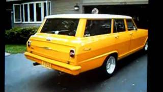 1964 CUSTOM CHEVY NOVA WAGON V8 HEADERS 3 INCH EXHAUST CENTERLINE CORVETTE YELLOW [upl. by Cannon881]