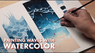 WATERCOLOR TUTORIAL  How to Paint Waves [upl. by Atikram]