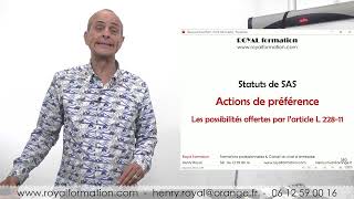 Rédiger les statuts de SAS avec des actions de préférence Exemple de rédaction [upl. by Shanleigh862]