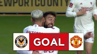 GOAL  Bruno Fernandes  Newport County 01 Manchester United  Fourth Round  Emirates FA Cup 2023 [upl. by Sherj370]