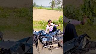 Bike চালাতে গিয়ে পড়ে গেলাম😢 youtubeshorts viralvideo village bike ￼ride [upl. by Lacsap]