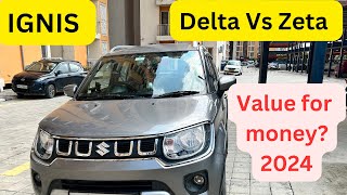 Ignis Delta vs Zeta 2024  Value for Money  Price on road  B2 CAR [upl. by Joelle97]