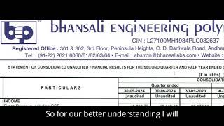 Bhansali Engineering Results  BEPL Bhansali Engineering Share News Bhansali Engineering Q2 Result [upl. by Airetnahs173]