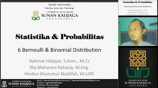 Statistika Probabilitas 2020  6 Bernoulli amp Binomial Distribution [upl. by Aleihs]