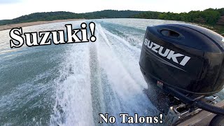 150 HP Suzuki Outboard In Action Again without Minn Kota Talons mounted [upl. by Alyakim]