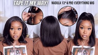 OMG LOOK 😭 I USED TAPE TO INSTALL MY WIG 🤯  BEST PREEVERYTHING GLUELESS BOB WIG X NADULA HAIR [upl. by Kristof]