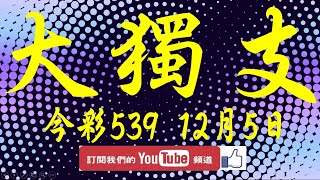 【539鬼谷子】12月05日 上期中12 27 今彩539 大獨支 [upl. by Melamie]