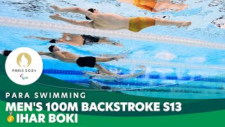 Ihar Boki Wins Mens 100m Backstroke S13  Para Swimming  Paris 2024 Paralympics [upl. by Margaux364]