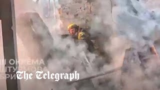 Ukrainian soldiers dive for cover as shells explode all around them near Bakhmut [upl. by Georgina]