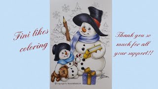 1 of 2 coloring The Snowman Family Snowman with Copic markers image by Mariola Budek [upl. by Suoilenroc]