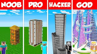 Minecraft Battle NOOB vs PRO vs HACKER vs GOD HOTEL SKYSCRAPER HOUSE BUILD CHALLENGE  Animation [upl. by Rehpotsrihc69]