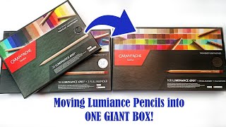 Moving my Caran dAche Luminance Pencils into One Giant 100 Set Box  Colouring a Picture [upl. by Alleen]