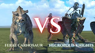 WARHAMMER III Total War  Feral Carnosaur VS Necropolis Knights [upl. by Inor]