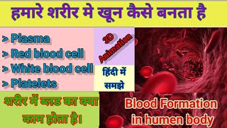 खून का निर्माण कैसे होता है  In 3D Animation  Formation of Blood Humanbody hospitality [upl. by Cheston25]