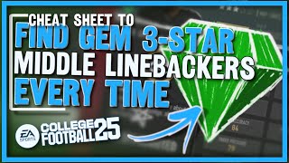 Cheat Sheet to Find 3 Star Gem MLBs in College Football 25 [upl. by Ataynik246]