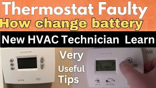 Central AC Digital thermostat defective how change battery Honeywell thermostat how open change [upl. by Nareik692]