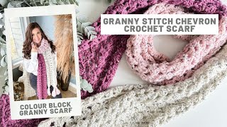 Colour Block Granny Stitch Scarf Crochet Pattern [upl. by Nilat]