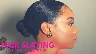 How to Sleek Slick Back Bun  Natural Hair [upl. by Kissel]