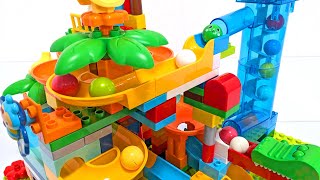 Marble Run ASMR☆Building Blocks Automatic Elevator amp Colorful Coaster [upl. by Hughett638]