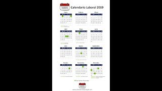 Calendario Laboral 2019  Festivos nacionales 2019 [upl. by Ecilef]