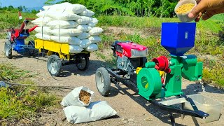 DIY traktor sawah menarik mesin penggilingan padi rice policher [upl. by Lattie]