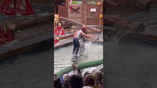 Great Logrolling match between Kyle and I at the Great Alaskan Lumberjack Show [upl. by Droffats]