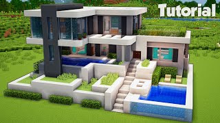 Minecraft How to Build a Modern House Tutorial Easy 27 Interior in Description [upl. by Ahsinut]