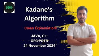 Kadanes Algorithm  GFG POTD 24 Nov 2024  JAVA  C [upl. by Horten]