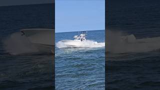 Boat  4 Outboards  Awesome Ride Through The Rough Manasquan Inlet [upl. by Sekofski43]