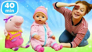 Puppen Spiele mit Peppa Irene und Baby Born Kompilation [upl. by Parik862]