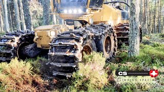 CS Climbing Special tracks on a Tigercat 1165 harvester [upl. by Enelime]