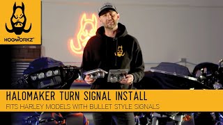 Front amp Rear HALOMAKER LED Turn Signal Signals Installation for HarleyDavidson Motorcycles [upl. by Eamaj]