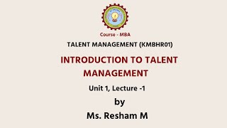 Talent Management Introduction to Talent Management  AKTU Digital Education [upl. by Siloam]