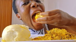 Asmr Mukbang Eating big yam fufu with egusi soup without drinking water mukbang challenge [upl. by Tristas586]