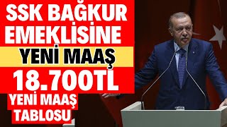 YENİ SSK BAĞKUR EMEKLİ MAAŞLARI 18700TL MAAŞLARA YENİ EK ZAM MAAŞ TABLOSU 2025 OCAK [upl. by Anrim]