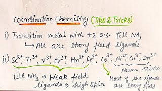 Coordination Chemistry Tips and Tricks  Spectrochemical series  Wow science [upl. by Macri]