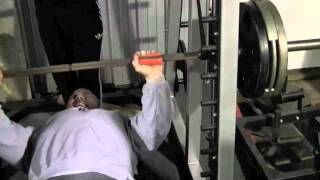 Eliteftscom  Smith Machine Bench Press With Fat Gripz [upl. by Marleen332]