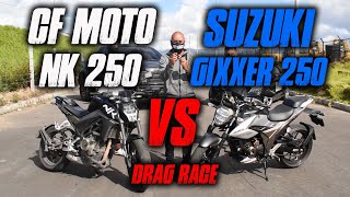 GIXXER 250 VS NK 250 CFMOTO  Batalla a Muerte Drag Race [upl. by Marinna]