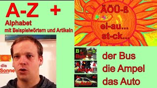 Alphabet und Wörter mit Artikeln und Bildern  Deutsch A1  Alphabetisierung DaFDaZ kostenlos [upl. by Geminius231]