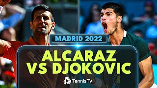 Carlos Alcaraz vs Novak Djokovic FirstEver Match  Madrid 2022 Extended Highlights [upl. by Eneli]