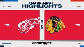 NHL Highlights  Red Wings vs Blackhawks  February 25 2024 [upl. by Isiahi]