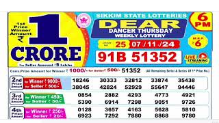 NAGALAND Lottery SAMBAD DEAR EVENING 6PM RESULT TODAY 07112024 STATE DEAR LOTTER [upl. by Fonville]