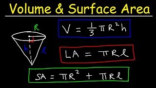 Volume and Surface Area of a Cone amp Lateral Area Formula Basic Geometry [upl. by Veronika]