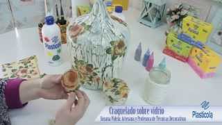 Decoupage y Craquelado sobre Vidrio reciclá envases de vidrio técnica simple utilizando Plasticola [upl. by Machos588]