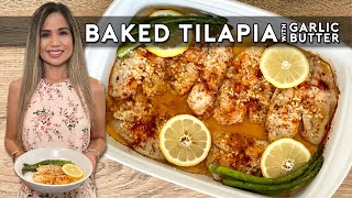 BAKED TILAPIA WITH GARLIC BUTTER  Easy Baked Tilapia Recipe [upl. by Godiva]