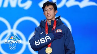 Nathan Chen accepts his very first gold medal after free skate  Winter Olympics 2022  NBC Sports [upl. by Ahsirpac]