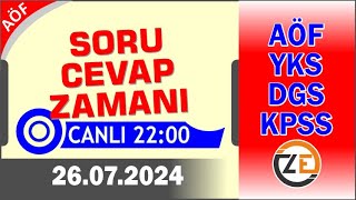 AÖF 26 07 2024 Canlı  Soru Cevap Zamanı  Açıköğretim DGS KPSS YKS Tercih [upl. by Lihcox]