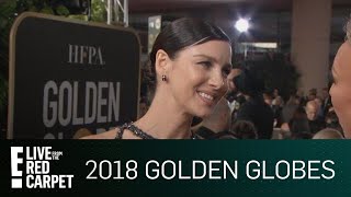 Caitriona Balfe Skips quotOutlanderquot for 2018 Golden Globes  E Red Carpet amp Award Shows [upl. by Yetta]