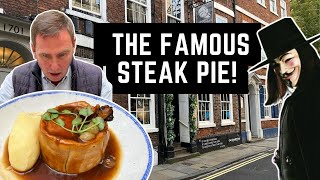 Trying the FAMOUS STEAK PIE at GUY FAWKES birthplace in YORK [upl. by Hoye453]