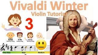 Vivaldi Winter 1st movement easy version  Four Seasons Sheet music and easy violin tutorial [upl. by Scammon]